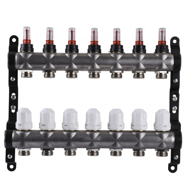 Коллектор нержавеющая сталь с расходомерами ЕСО 001N 1″ x7 (000027050)