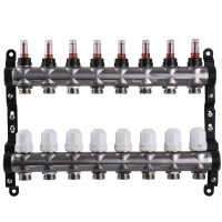 Колектор нержавіюча сталь з вимірювачем витрат ЕСО 001N 1″ x8 (000027052)
