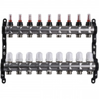 Колектор нержавіюча сталь з вимірювачем витрат ЕСО 001N 1″ x9 (000027053)