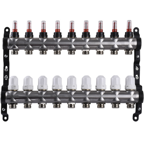 Коллектор нержавеющая сталь с расходомерами ЕСО 001N 1″ x9 (000027053)