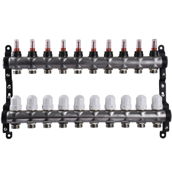 Коллектор нержавеющая сталь с расходомерами ЕСО 001N 1″ x10 (000027054)