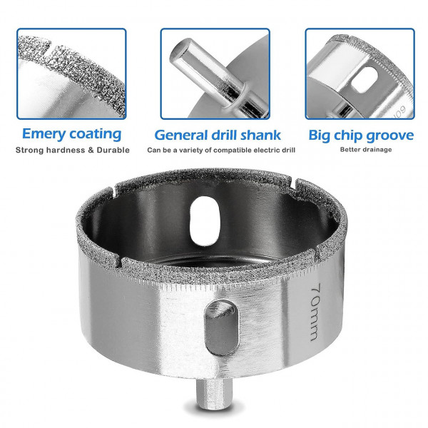 Алмазные коронки, коронки для плитки, коронки для розеток, коронки по керамограниту, коронки для плитки 70 мм (673006087)