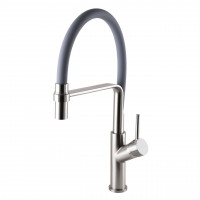 Змішувач для кухні Globus Lux DENVER Flex GDF-32-08-02 Сталь-Сірий Гофровилив, латунь (000022948)