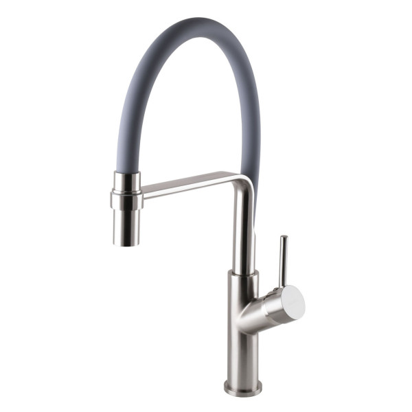 Смеситель для кухни Globus Lux DENVER Flex GDF-32-08-02 Сталь-Серый Гофроизлив, латунь (000022948)