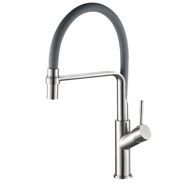 Смеситель для кухни Globus Lux DENVER Flex GDF-32-08-02 Сталь-Серый Гофроизлив, латунь (000022948)