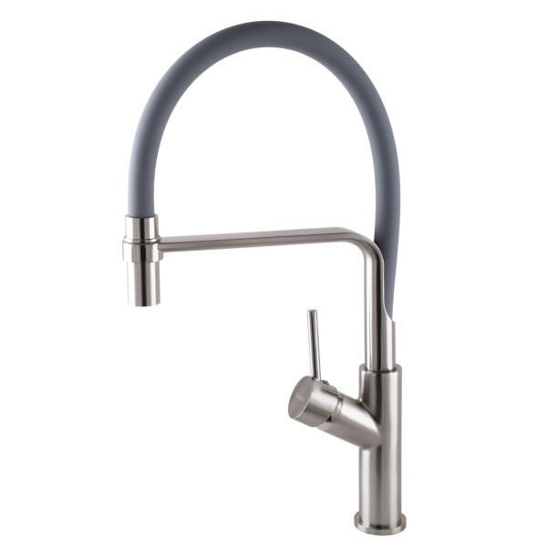 Смеситель для кухни Globus Lux DENVER Flex GDF-32-08-02 Сталь-Серый Гофроизлив, латунь (000022948)