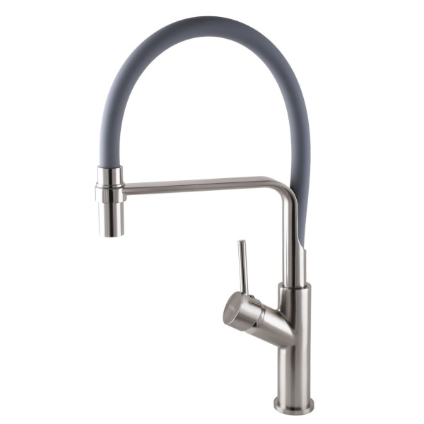 Смеситель для кухни Globus Lux DENVER Flex GDF-32-08-02 Сталь-Серый Гофроизлив, латунь (000022948)