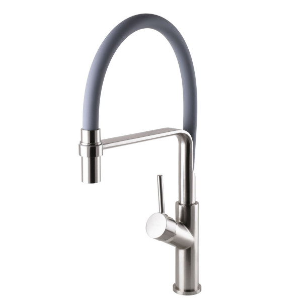 Смеситель для кухни Globus Lux DENVER Flex GDF-32-08-02 Сталь-Серый Гофроизлив, латунь (000022948)