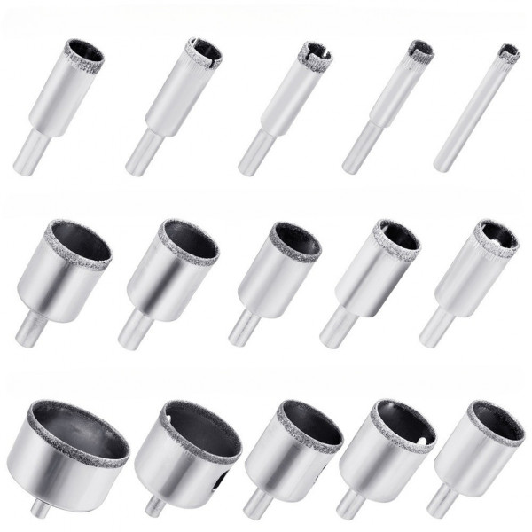 Алмазные коронки, коронки для плитки, коронки для розеток, коронки по керамограниту, коронки для плитки набор 15 штук (807331351)