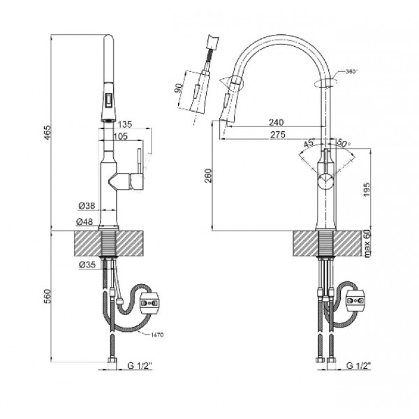 Смеситель для кухни Globus Lux ALPEN SBT1-2033-GP (000026597)