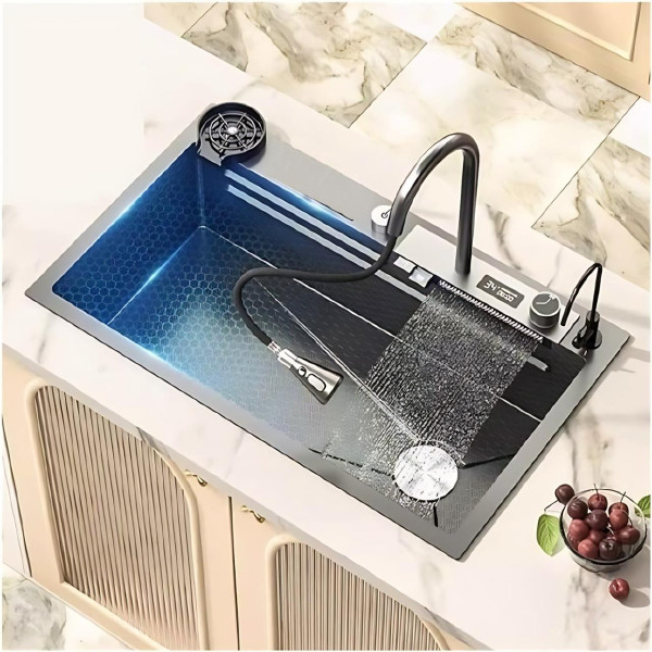 Кухонная раковина водопад Willda,кухонная мойка водопад темно-серая 75х46х22 (907651157)