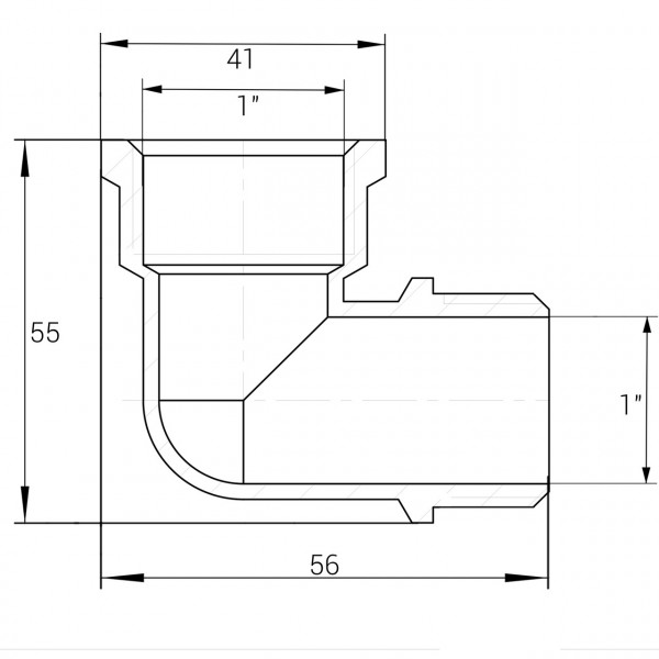 Кутник латунний 1″ВР х 1″ЗР штампований А0150А VA (000027466)
