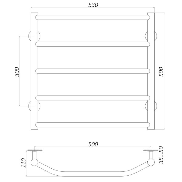Рушникосушарка UNIO LT ER 500-500-5 Драбинка Трапеція електро (000020709)