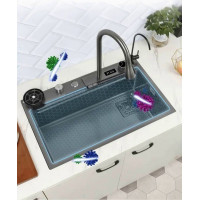 Кухонна раковина водоспад Willda, кухонна мийка водоспад темно-сіра 75х46х22 (664224582)