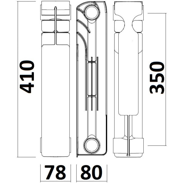 Радіатор біметалевий секційний GALLARDO BISHORT 350/80 (кратно 10) (000015862)