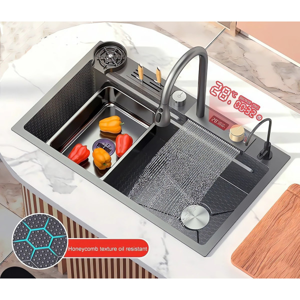 Кухонная раковина водопад Willda,кухонная мойка водопад темно-серая 75х46х22 (489201734)