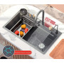 Кухонная раковина водопад Willda,кухонная мойка водопад темно-серая 75х46х22 (489201734)