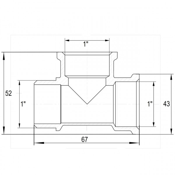 Трійник латунний 1″ВР х 1″ВР х 1″ЗР штампований А0271А VA (000027602)