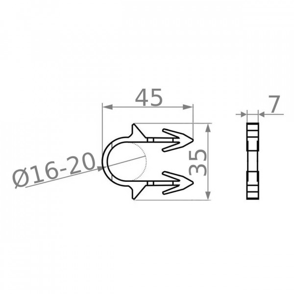 Такерная гарпун-скоба для крепления трубы теплого пола Ø16-20 длина 45мм черная PREMIUM (уп.30шт) (000022837)