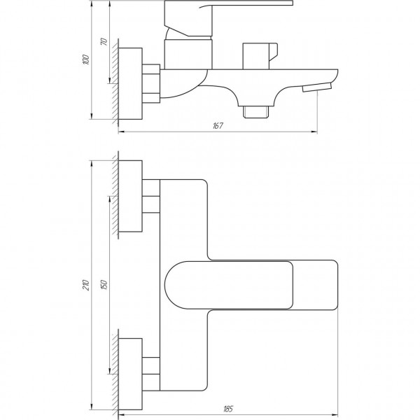 Смеситель для ванны Globus Lux Niagara GLN-0102N (000018450)