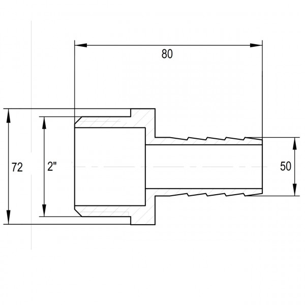 Штуцер нікельований 2″ЗР х 50мм штампований А2084А(нк) VA (000027673)