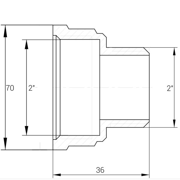 Переходник никелированный 2″ВР х 2″НР штампованный А0634А(нк) VA (000027689)