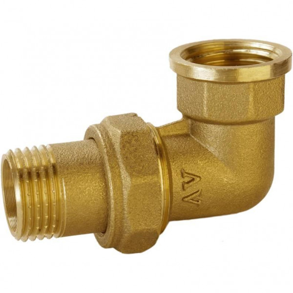 Сгон американка угловая латунная 3/4″ВР х 3/4″УР штампованная с резиновой прокладкой Б0839А VA (000027696)