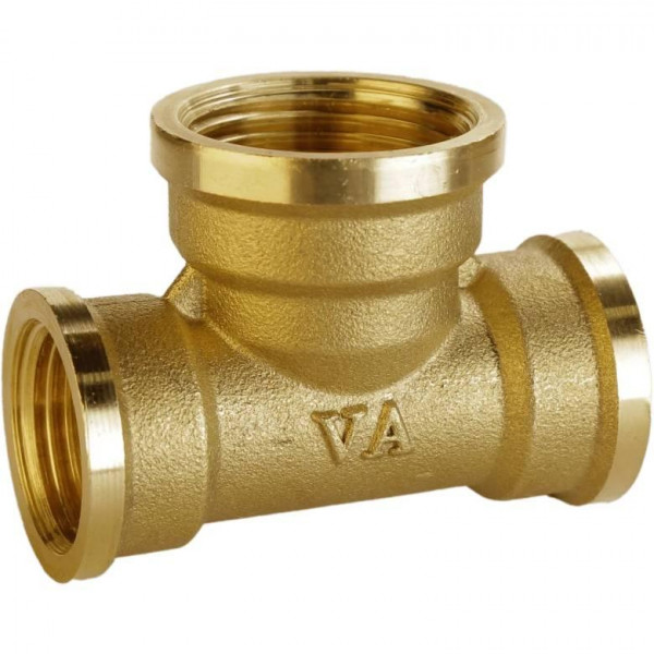 Тройник редукционный латунный 1/2″ВР х 3/4″ВР х 1/2″ВР штампованный А0217А VA (000027736)