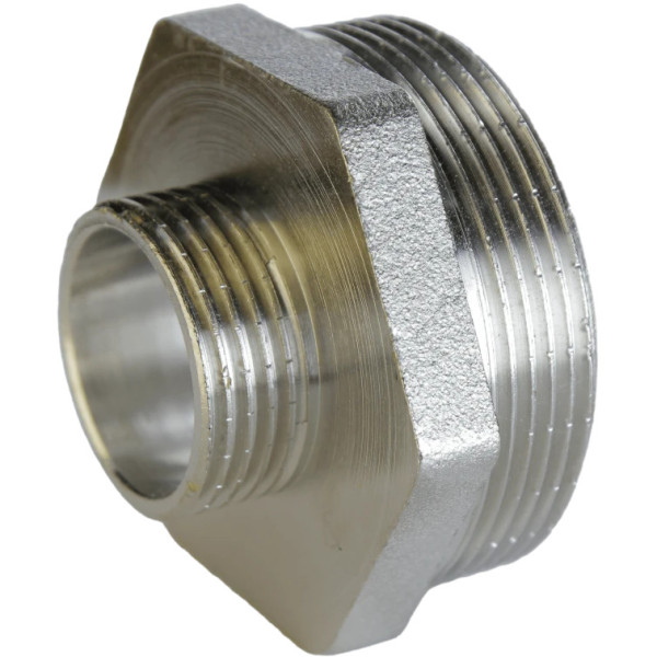 Ниппель редукционный никелированный 1 1/4″НР х 1/2″НР штампованный А0514А(нк) VA (000027684)