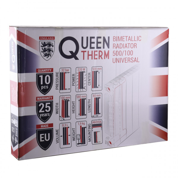 Радиатор биметаллический секционный QUEEN THERM 500/100 UNIVERSAL (кратно 10) (000026267)