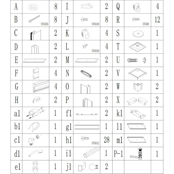 Душевой бокс квадратный NIDA L90GBB (L90B) BRAVO (4уп.) (000026942)