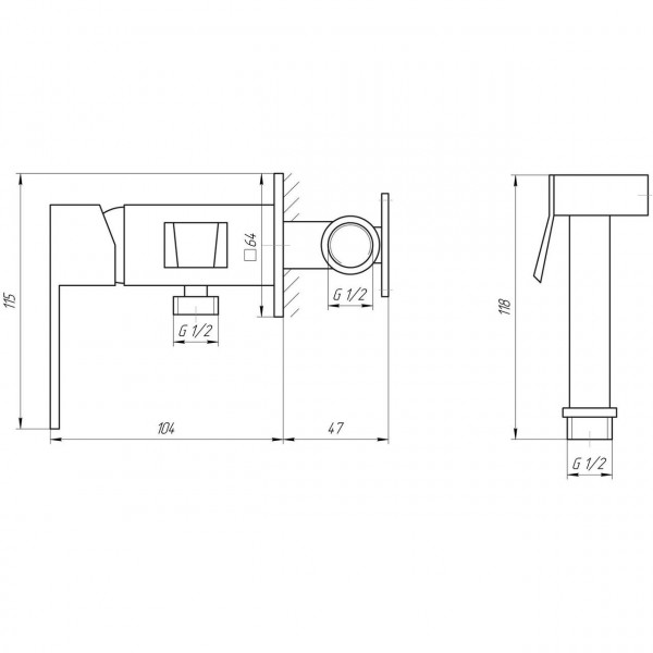 Смеситель гигиенический TOPAZ LEXI TL 21106-H57-W (000027403)
