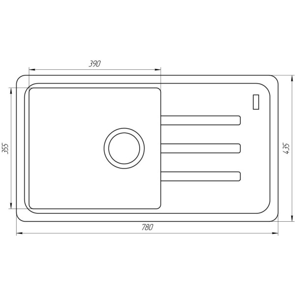 Гранитная мойка Globus Lux LUGANO графит 780x435мм-А0001 (000008848)