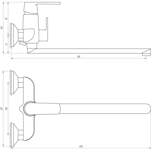 Смеситель для ванны Globus Lux Laguna GLA-0208-7-WHITE EURO (000022568)