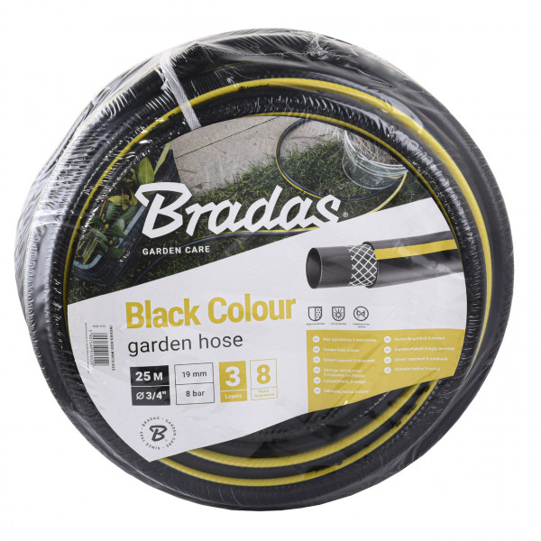 Шланг для полива BLACK COLOUR 3/4″ 25м, Bradas Польща черный WBC3/425 (000028168)