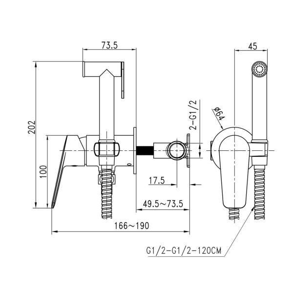 Змішувач гігієнічний TOPAZ CAPRI TCA-15106-H43 (000027413)