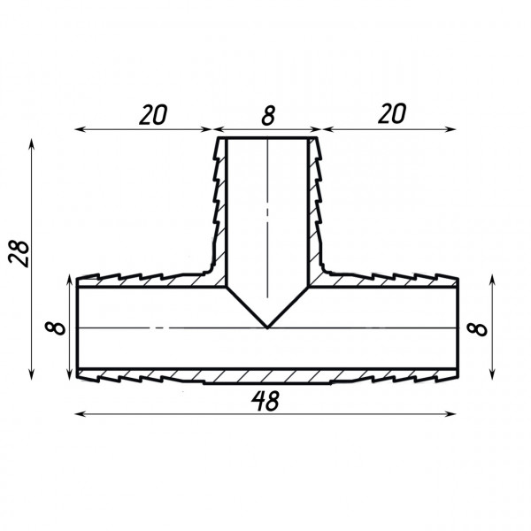 Трубка соединительная тройная никелированная 8мм х 8мм х 8мм штампованная А05402А(нк) VA (000027679)