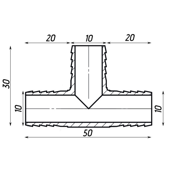 Трубка соединительная тройная никелированная 10мм х 10мм х 10мм штампованная А05403А(нк) VA (000027677)