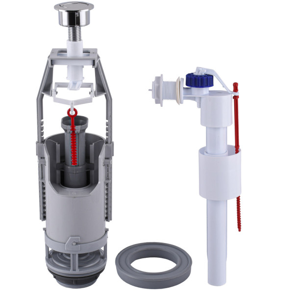 Комплект арматуры для сливного бачка с боковой подачей воды 1/2″, с двумя режимами слива АБк2-01 (000028330)