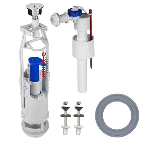 Комплект арматуры для сливного бачка с боковой подачей воды 1/2″, с двумя режимами слива АБк2-01 (000028330)