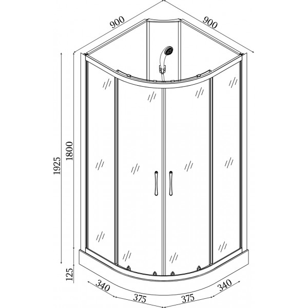 Душевой бокс полукруглый без крыши SAN L90FFS (L90F) BRAVO (3уп.) (000015050)