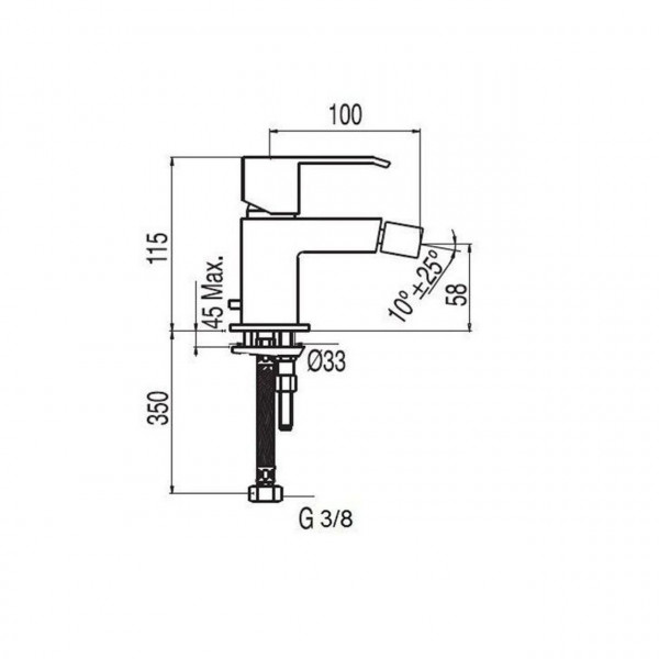 Змішувач для біде TRES CUADRO-TRES 106120 зі шлангами (000004869)