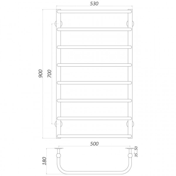 Рушникосушарка UNIO LS ER 900-500-8 Лесенка Скоба электро (000021610)