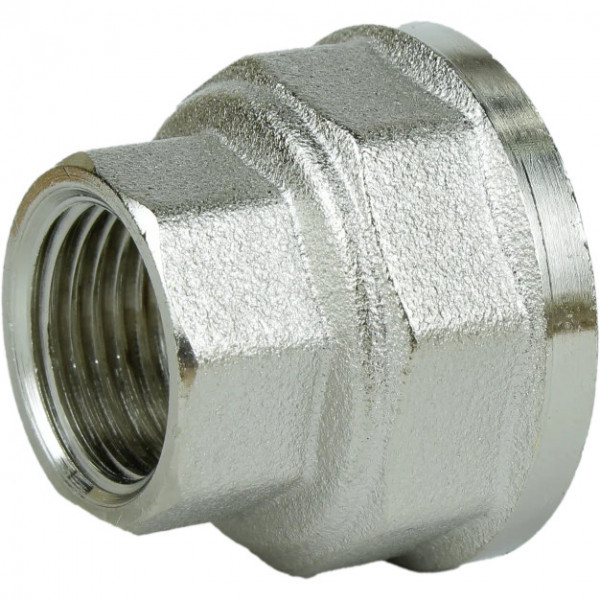 Муфта редукционная никелированная 1 1/4″ВР х 3/4″ВР штампованная восьмигранная А0334А(нк) VA (000026569)