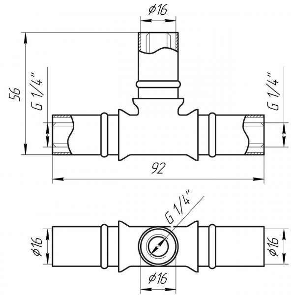 Тройник промежуточный пресс APE ITALY AP 131 16х16х16 (000001720)
