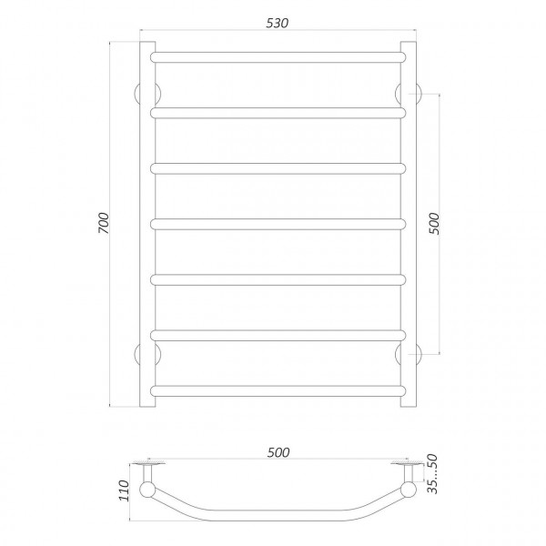 Полотенцесушитель UNIO LT W 700-500-7 Лесенка Трапеция вода (000020646)