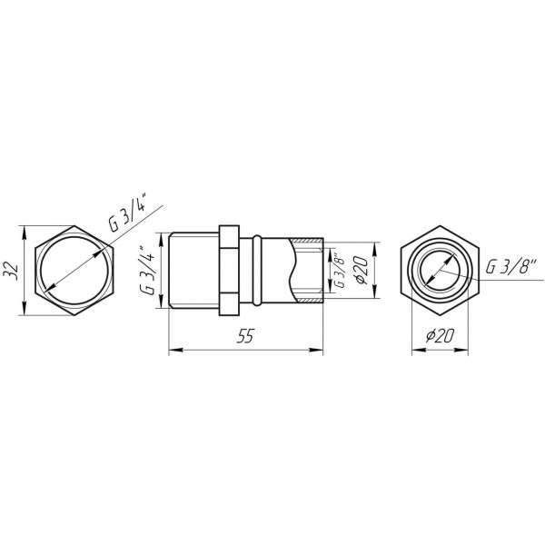 Муфта с наружной резьбой пресс APE ITALY AP 101 3/4″х20 (000001713)