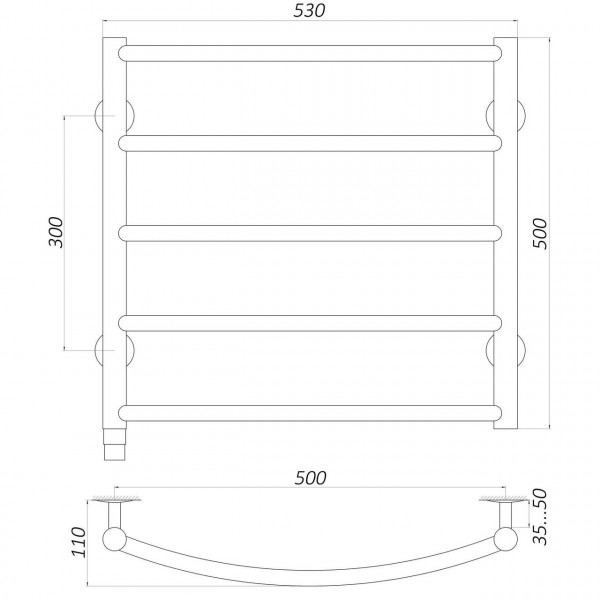 Рушникосушарка UNIO LD ER 500-500-5 BLK Драбинка Дуга електро чорна (000021667)