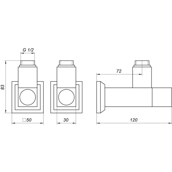 Набор Кран полуоборотный угловой с американкой SOLOMON LUX 1/2″ CUBE WHITE 8888 (1уп) (000021914)