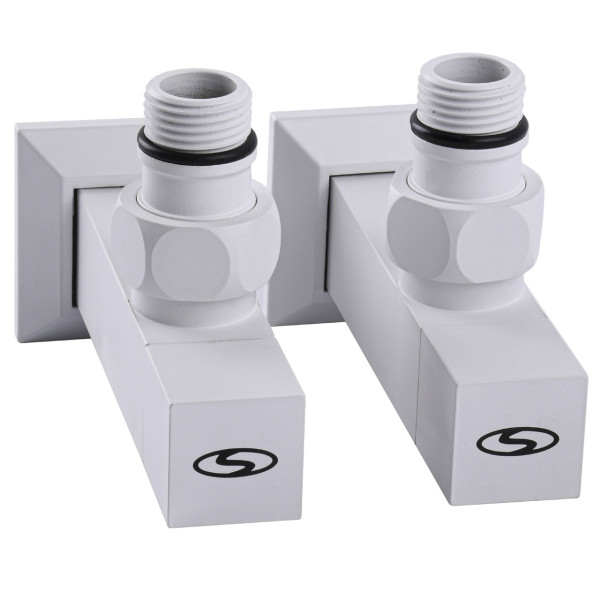 Набор Кран полуоборотный угловой с американкой SOLOMON LUX 1/2″ CUBE WHITE 8888 (1уп) (000021914)